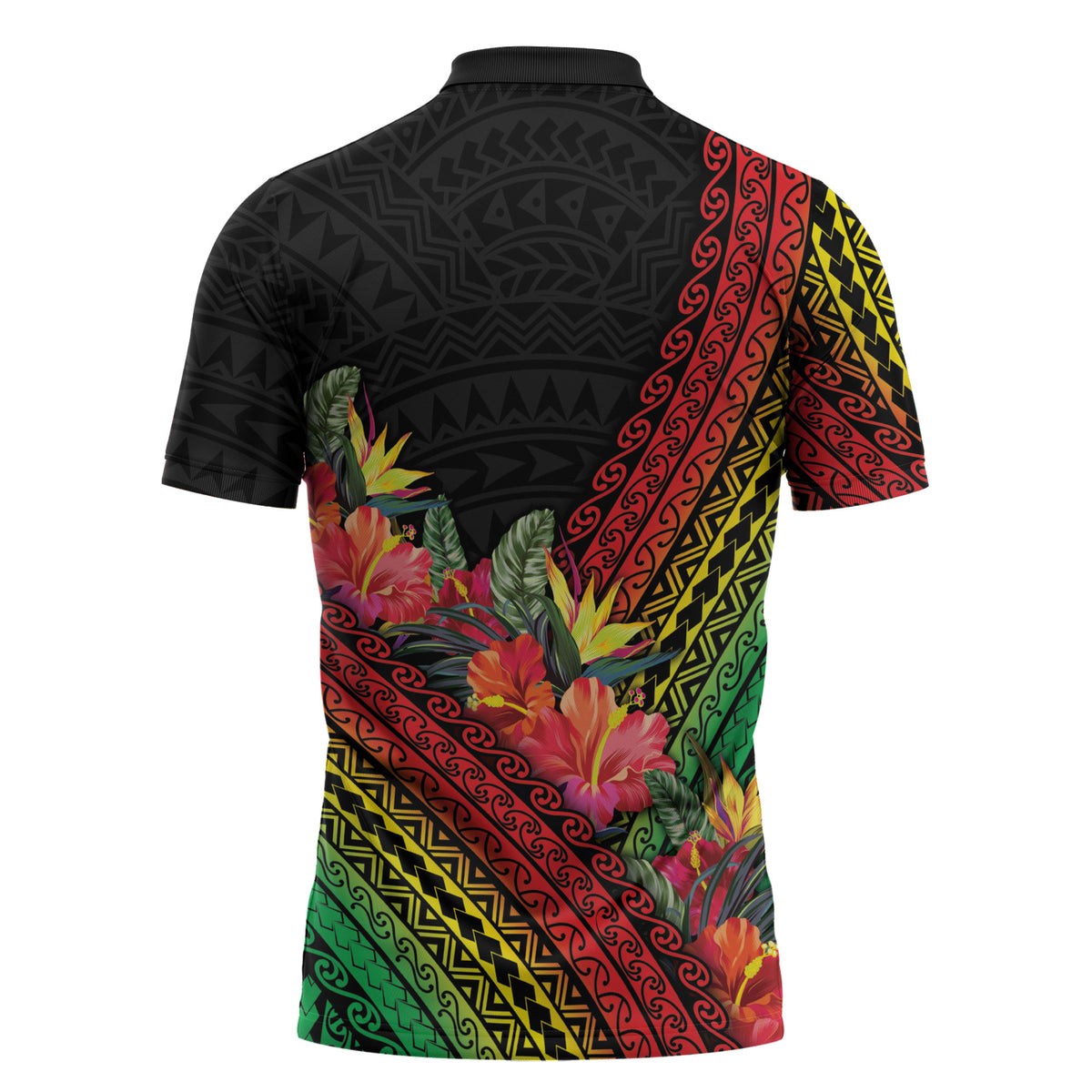 Retro Hawaiian Singer Zipper Polo Shirt Polynesian Style Tropical Flowers LT05 - Polynesian Pride