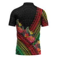 Retro Hawaiian Singer Zipper Polo Shirt Polynesian Style Tropical Flowers LT05 - Polynesian Pride