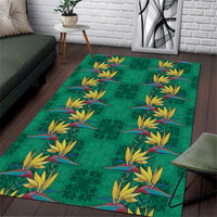 Hawaii Waikiki King Area Rug Green Quilt With Pua Manu LT05 Green - Polynesian Pride
