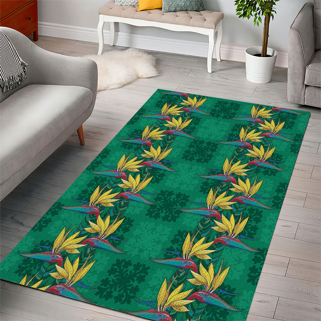 Hawaii Waikiki King Area Rug Green Quilt With Pua Manu LT05 - Polynesian Pride