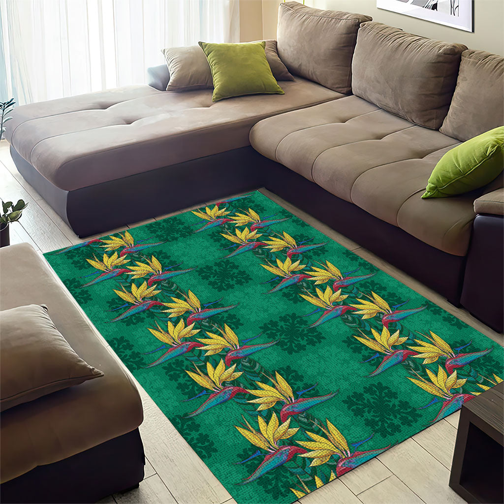 Hawaii Waikiki King Area Rug Green Quilt With Pua Manu LT05 - Polynesian Pride