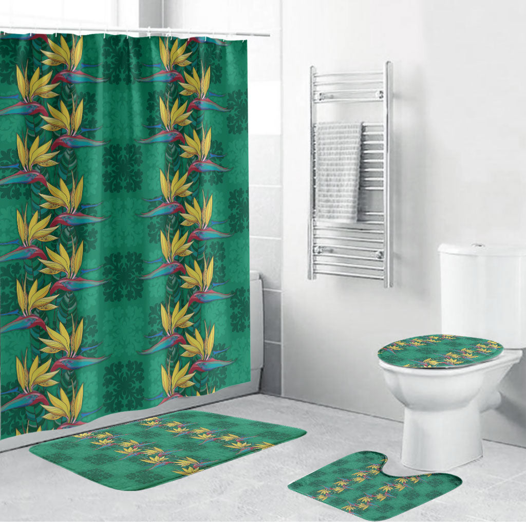 Hawaii Waikiki King Bathroom Set Green Quilt With Pua Manu LT05 Bathroom Set (4 pcs) Green - Polynesian Pride