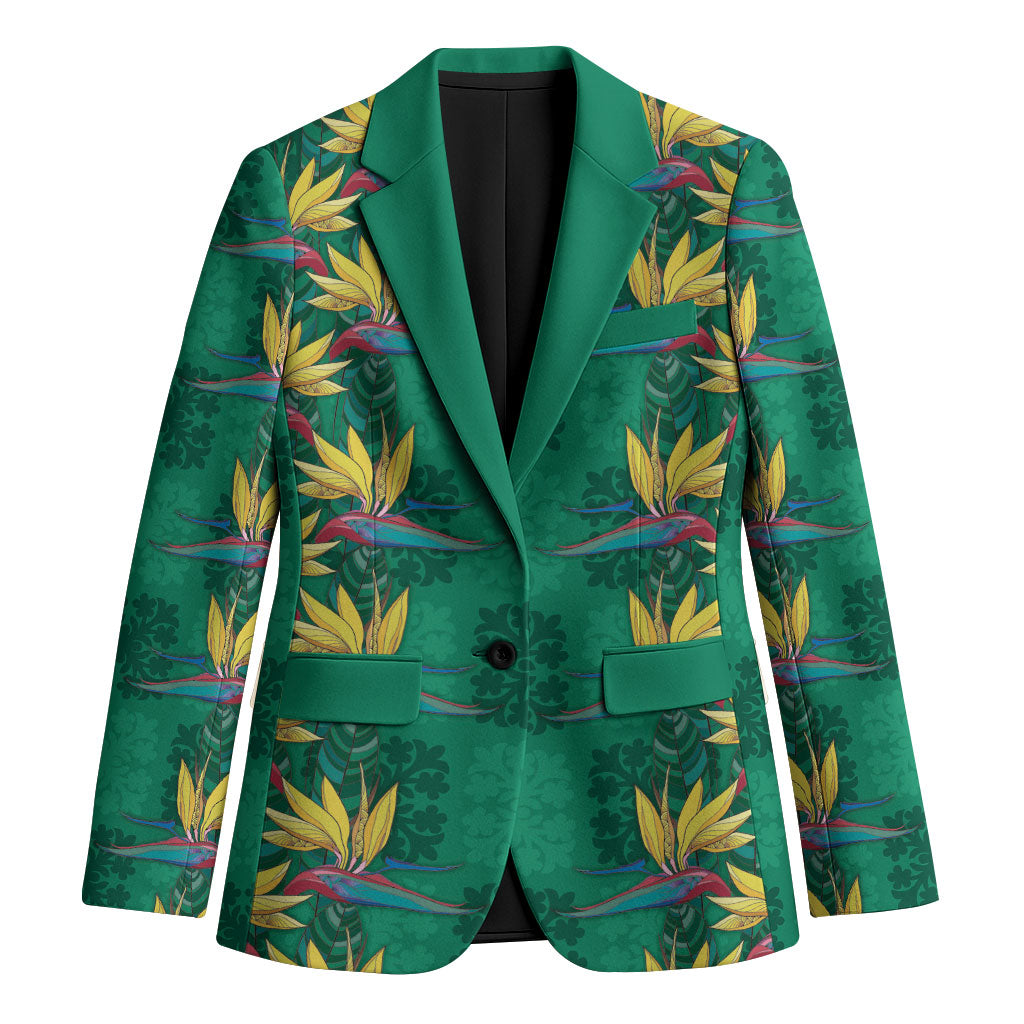 Hawaii Waikiki King Blazer Green Quilt With Pua Manu LT05 Unisex Green - Polynesian Pride