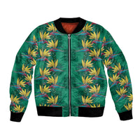 Hawaii Waikiki King Bomber Jacket Green Quilt With Pua Manu LT05 Unisex Green - Polynesian Pride