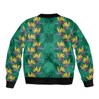 Hawaii Waikiki King Bomber Jacket Green Quilt With Pua Manu LT05 - Polynesian Pride