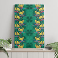 Hawaii Waikiki King Canvas Wall Art Green Quilt With Pua Manu LT05 - Polynesian Pride