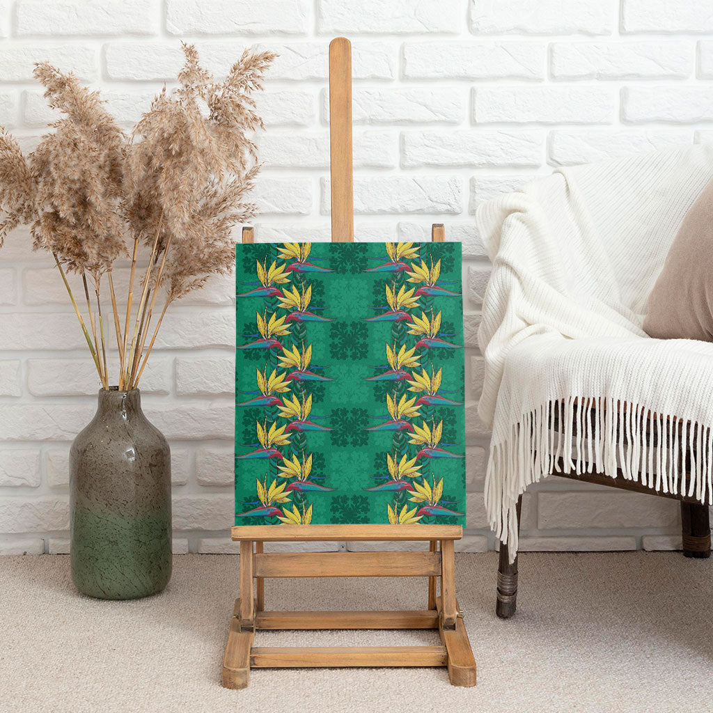 Hawaii Waikiki King Canvas Wall Art Green Quilt With Pua Manu LT05 - Polynesian Pride