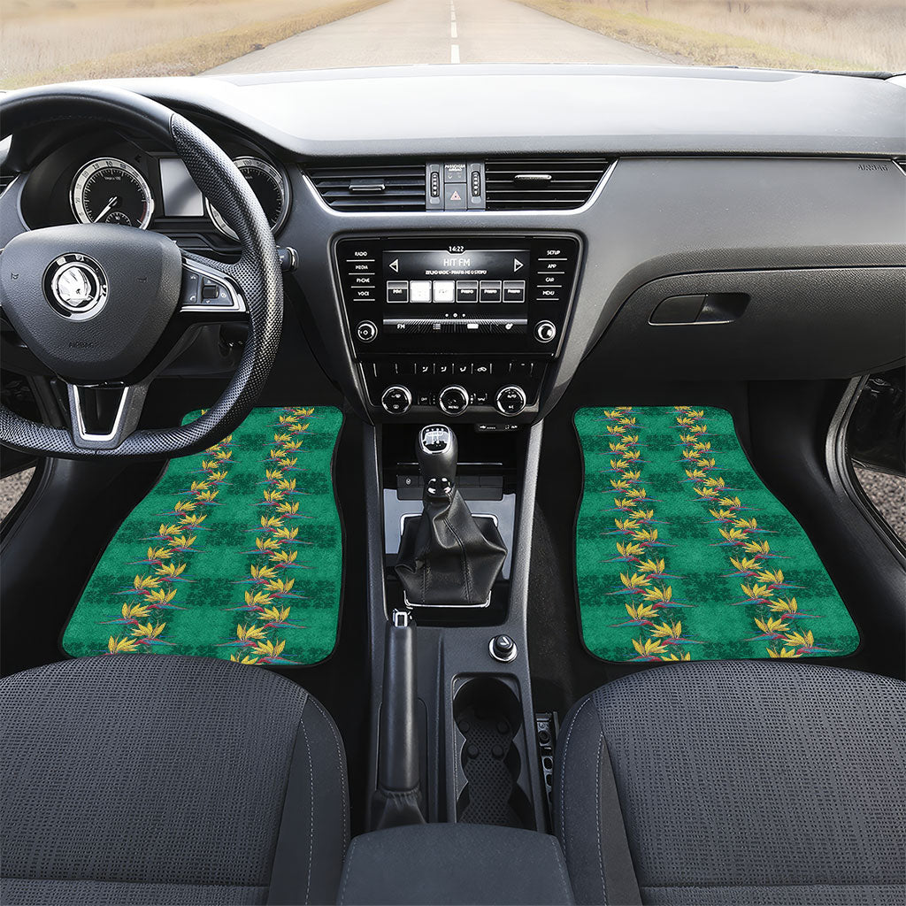 Hawaii Waikiki King Car Mats Green Quilt With Pua Manu LT05 Set 2pcs - Front Green - Polynesian Pride