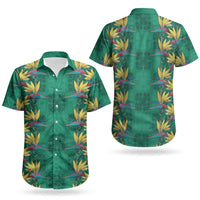 Hawaii Waikiki King Couples Matching Summer Maxi Dress and Hawaiian Shirt Green Quilt With Pua Manu LT05 - Polynesian Pride