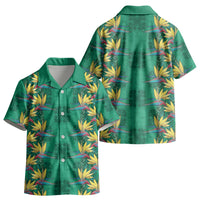 Hawaii Waikiki King Kid Hawaiian Shirt Green Quilt With Pua Manu LT05 - Polynesian Pride