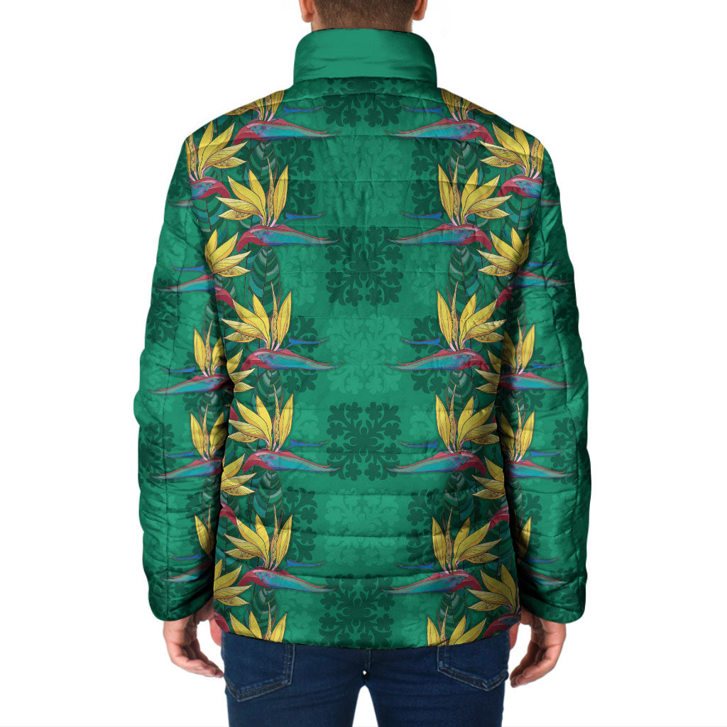Hawaii Waikiki King Padded Jacket Green Quilt With Pua Manu LT05 - Polynesian Pride