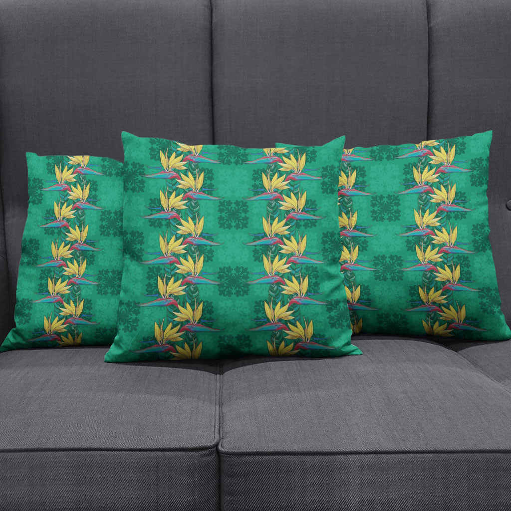 Hawaii Waikiki King Pillow Cover Green Quilt With Pua Manu LT05 - Polynesian Pride