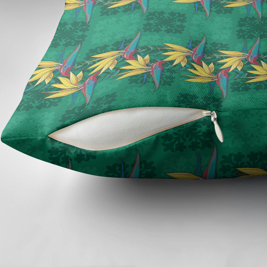 Hawaii Waikiki King Pillow Cover Green Quilt With Pua Manu LT05 - Polynesian Pride