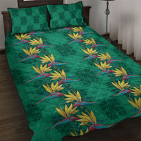 Hawaii Waikiki King Quilt Bed Set Green Quilt With Pua Manu LT05 Green - Polynesian Pride