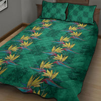Hawaii Waikiki King Quilt Bed Set Green Quilt With Pua Manu LT05 - Polynesian Pride