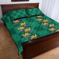Hawaii Waikiki King Quilt Bed Set Green Quilt With Pua Manu LT05 - Polynesian Pride