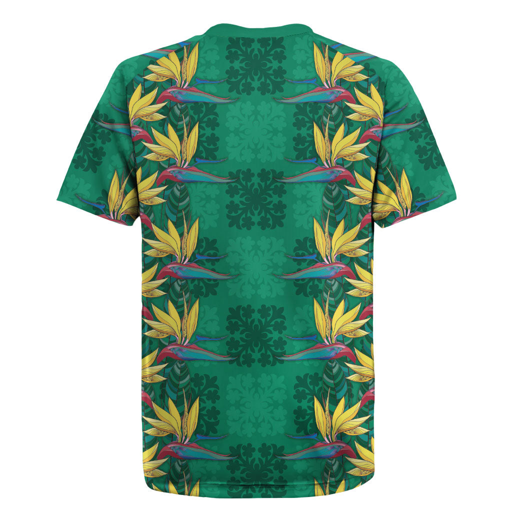 Hawaii Waikiki King Rugby Jersey Green Quilt With Pua Manu LT05 - Polynesian Pride