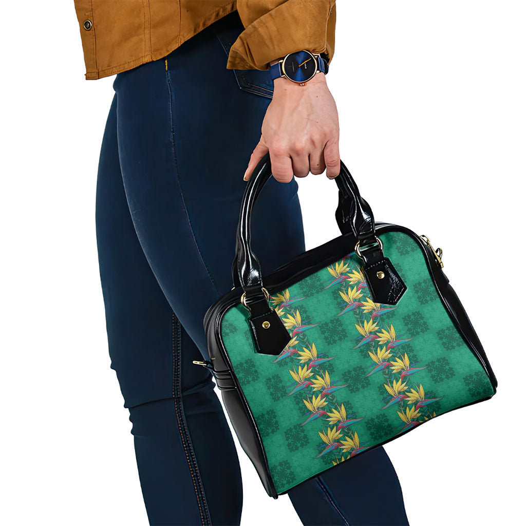 Hawaii Waikiki King Shoulder Handbag Green Quilt With Pua Manu LT05 - Polynesian Pride