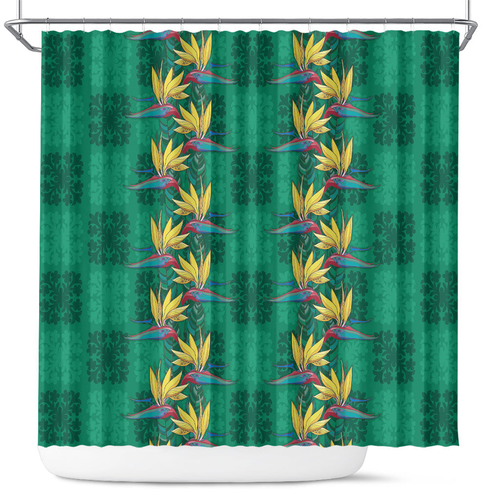 Hawaii Waikiki King Shower Curtain Green Quilt With Pua Manu LT05 Green - Polynesian Pride