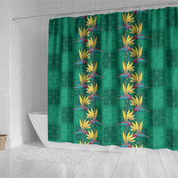 Hawaii Waikiki King Shower Curtain Green Quilt With Pua Manu LT05 - Polynesian Pride