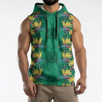Hawaii Waikiki King Sleeveless Hoodie Green Quilt With Pua Manu LT05 - Polynesian Pride
