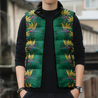 Hawaii Waikiki King Sleeveless Puffer Jacket Green Quilt With Pua Manu LT05 - Polynesian Pride
