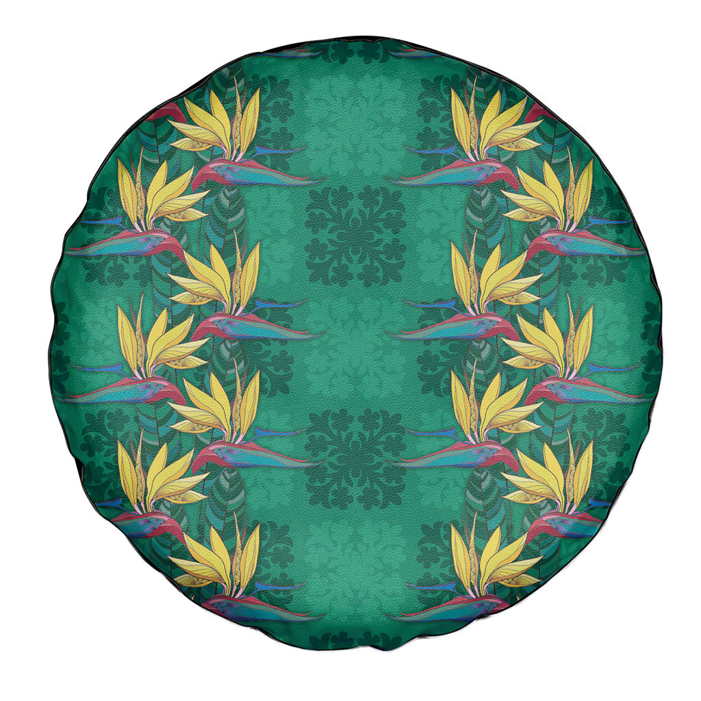 Hawaii Waikiki King Spare Tire Cover Green Quilt With Pua Manu LT05 - Polynesian Pride