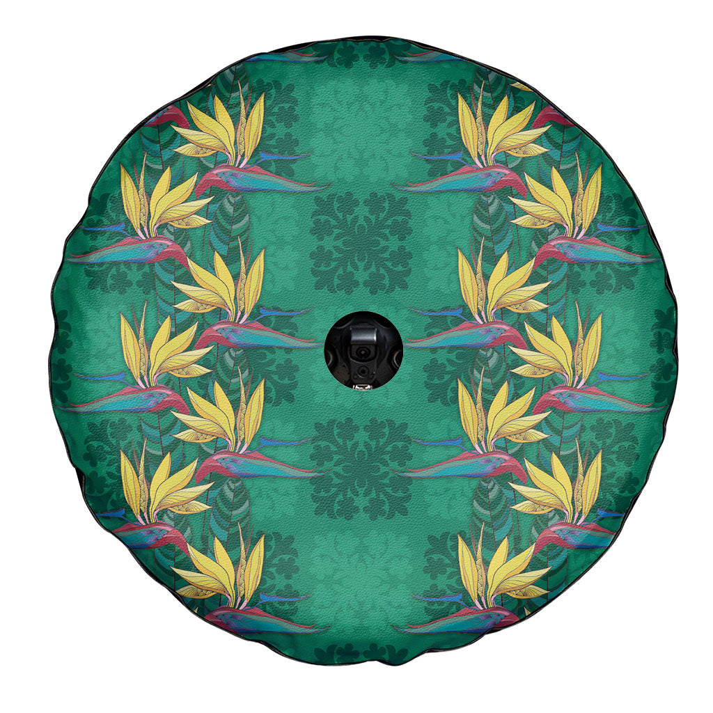 Hawaii Waikiki King Spare Tire Cover Green Quilt With Pua Manu LT05 - Polynesian Pride