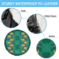Hawaii Waikiki King Spare Tire Cover Green Quilt With Pua Manu LT05 - Polynesian Pride