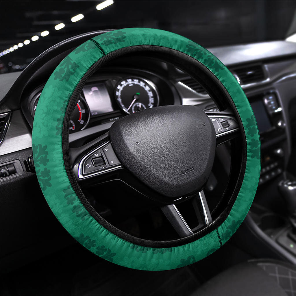 Hawaii Waikiki King Steering Wheel Cover Green Quilt With Pua Manu LT05 Universal Fit Green - Polynesian Pride