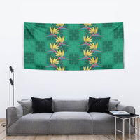 Hawaii Waikiki King Tapestry Green Quilt With Pua Manu LT05 - Polynesian Pride