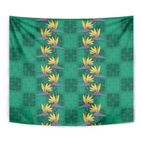 Hawaii Waikiki King Tapestry Green Quilt With Pua Manu LT05 - Polynesian Pride