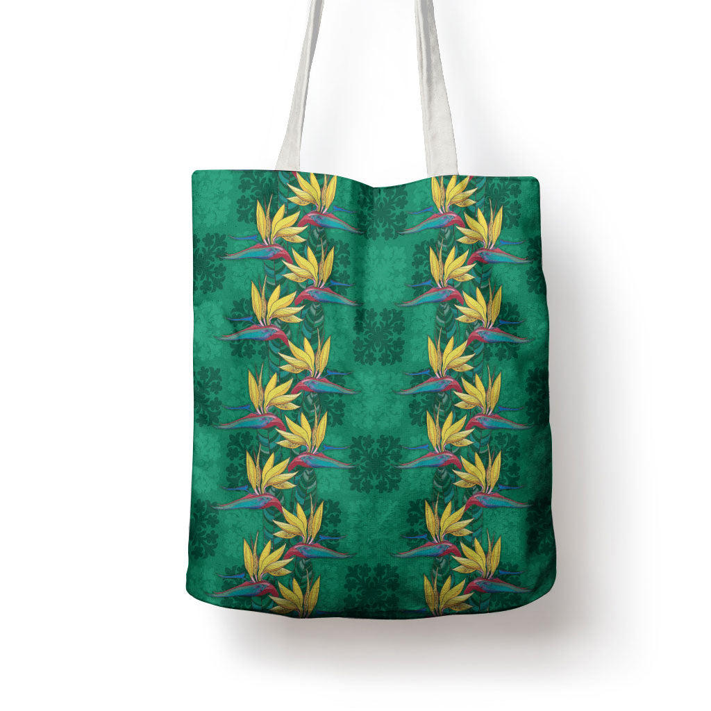 Hawaii Waikiki King Tote Bag Green Quilt With Pua Manu LT05 - Polynesian Pride