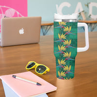 Hawaii Waikiki King Tumbler With Handle Green Quilt With Pua Manu LT05 - Polynesian Pride