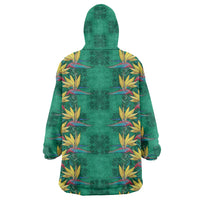 Hawaii Waikiki King Wearable Blanket Hoodie Green Quilt With Pua Manu LT05 - Polynesian Pride