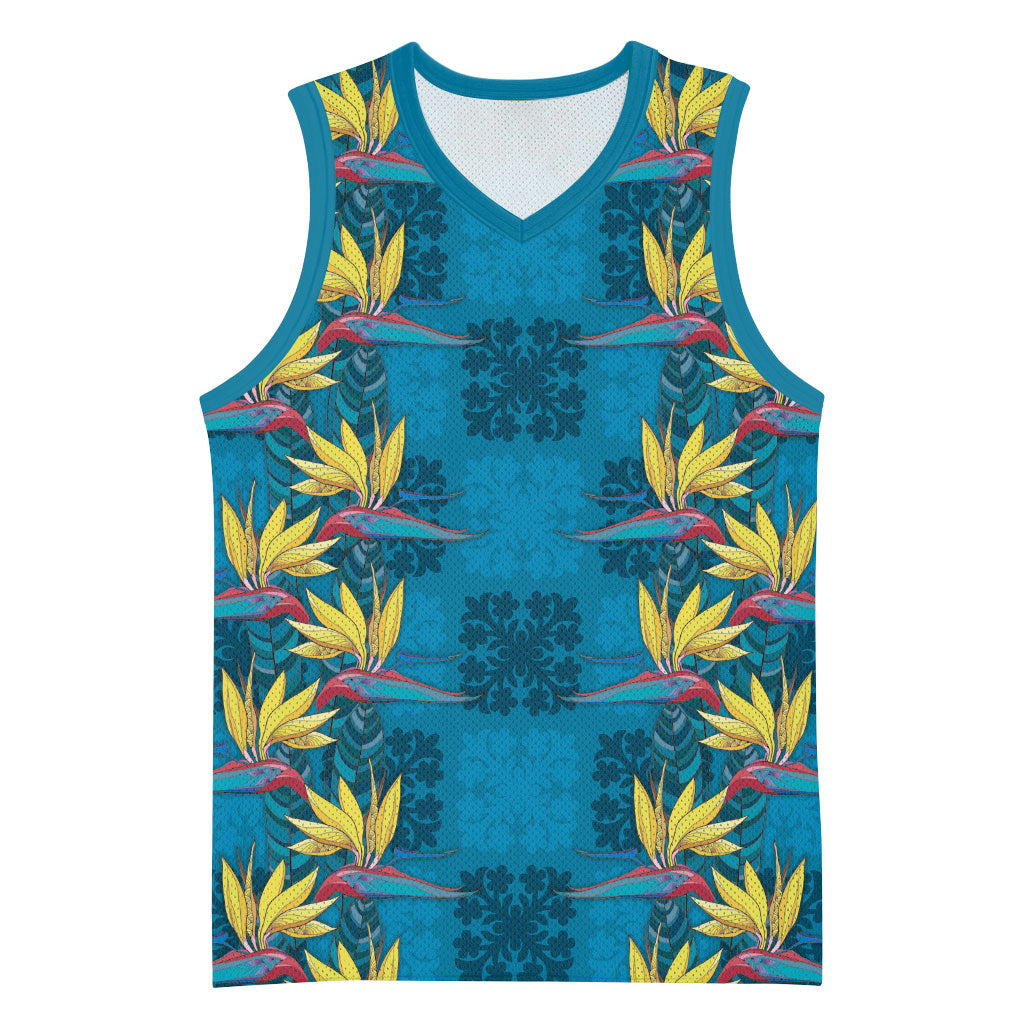 Hawaii Waikiki King Basketball Jersey Blue Quilt With Pua Manu LT05 Unisex Blue - Polynesian Pride