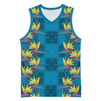 Hawaii Waikiki King Basketball Jersey Blue Quilt With Pua Manu LT05 Unisex Blue - Polynesian Pride