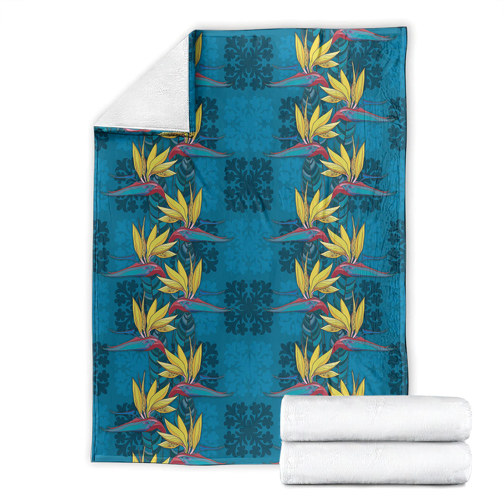 Hawaii Waikiki King Blanket Blue Quilt With Pua Manu LT05 - Polynesian Pride