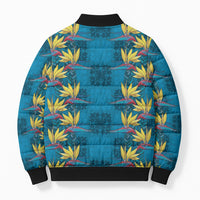 Hawaii Waikiki King Bomber Puffer Jacket Blue Quilt With Pua Manu LT05 - Polynesian Pride