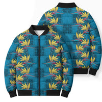 Hawaii Waikiki King Bomber Puffer Jacket Blue Quilt With Pua Manu LT05 - Polynesian Pride