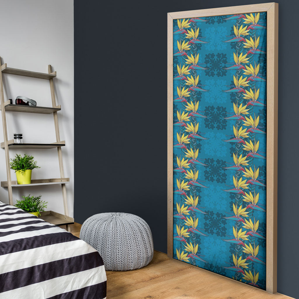 Hawaii Waikiki King Door Cover Blue Quilt With Pua Manu LT05 - Polynesian Pride