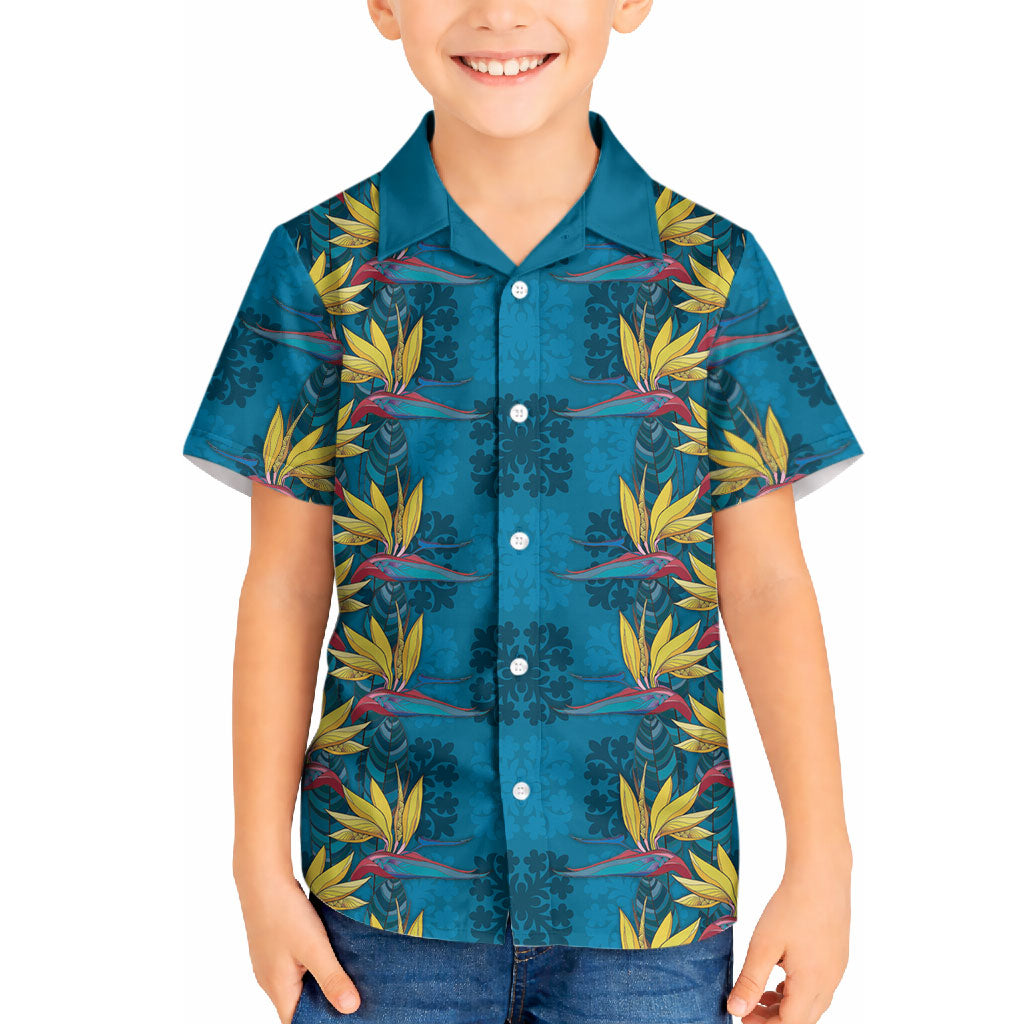 Hawaii Waikiki King Hawaiian Shirt Blue Quilt With Pua Manu LT05 - Polynesian Pride