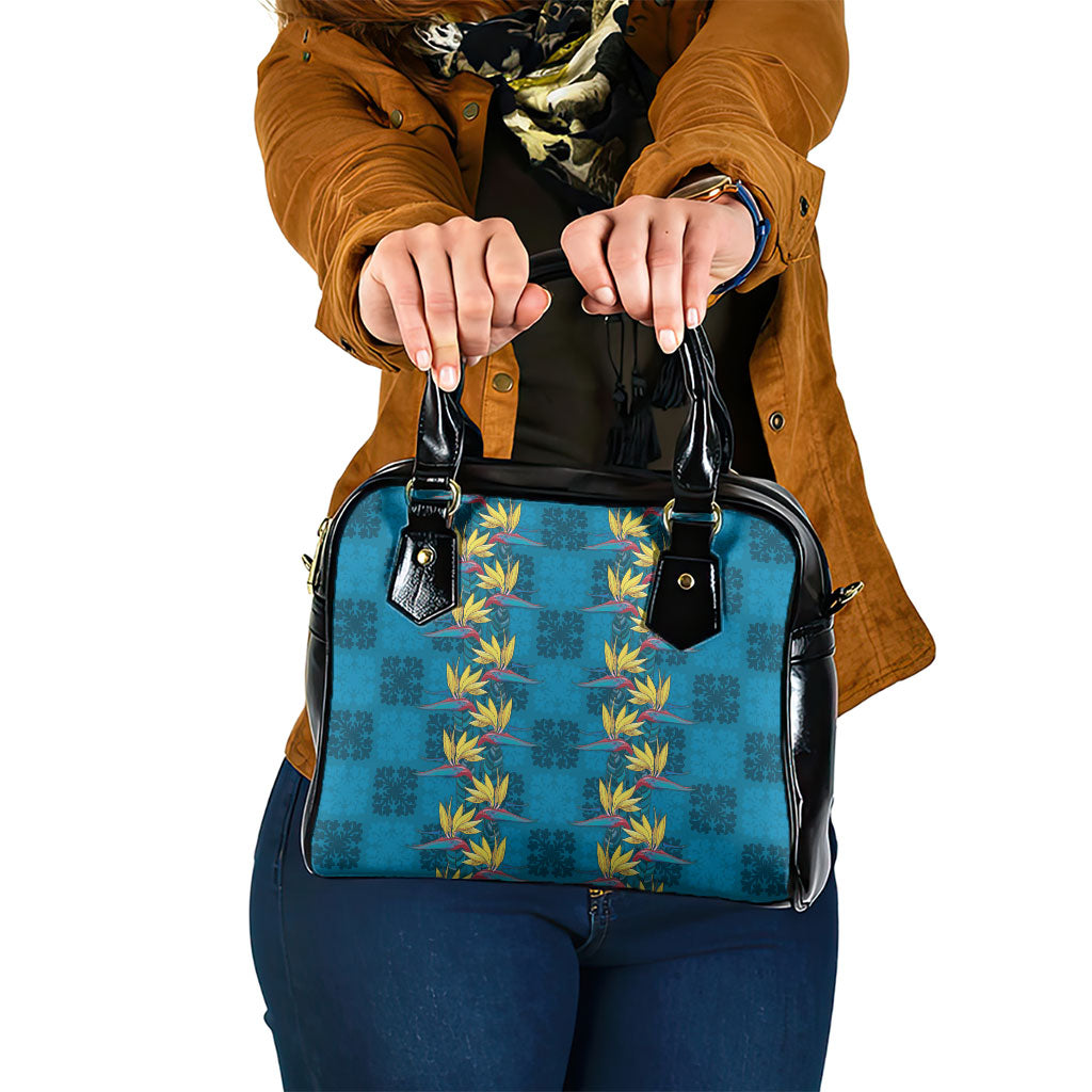 Hawaii Waikiki King Shoulder Handbag Blue Quilt With Pua Manu LT05 One Size Blue - Polynesian Pride