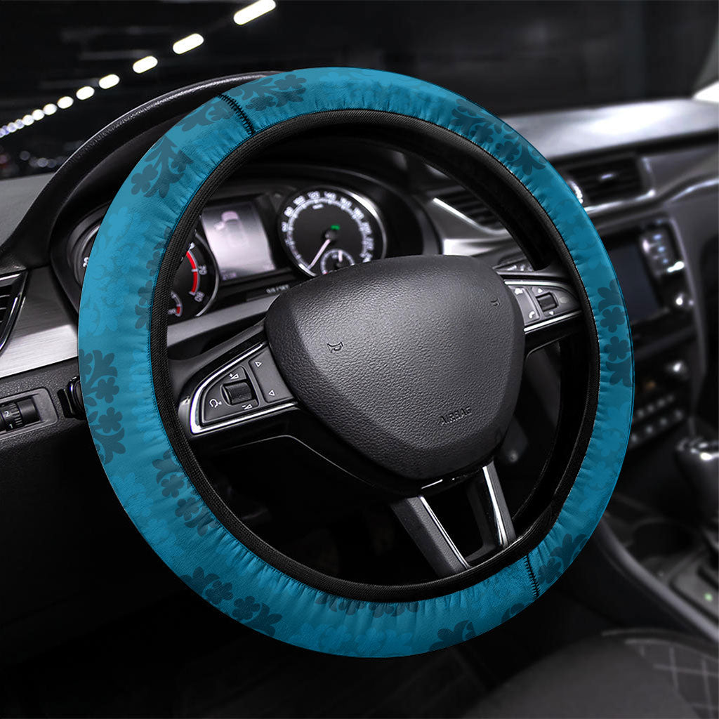 Hawaii Waikiki King Steering Wheel Cover Blue Quilt With Pua Manu LT05 Universal Fit Blue - Polynesian Pride
