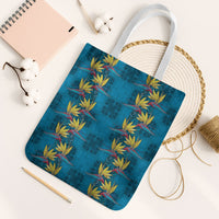 Hawaii Waikiki King Tote Bag Blue Quilt With Pua Manu LT05 White Strap One Size Blue - Polynesian Pride