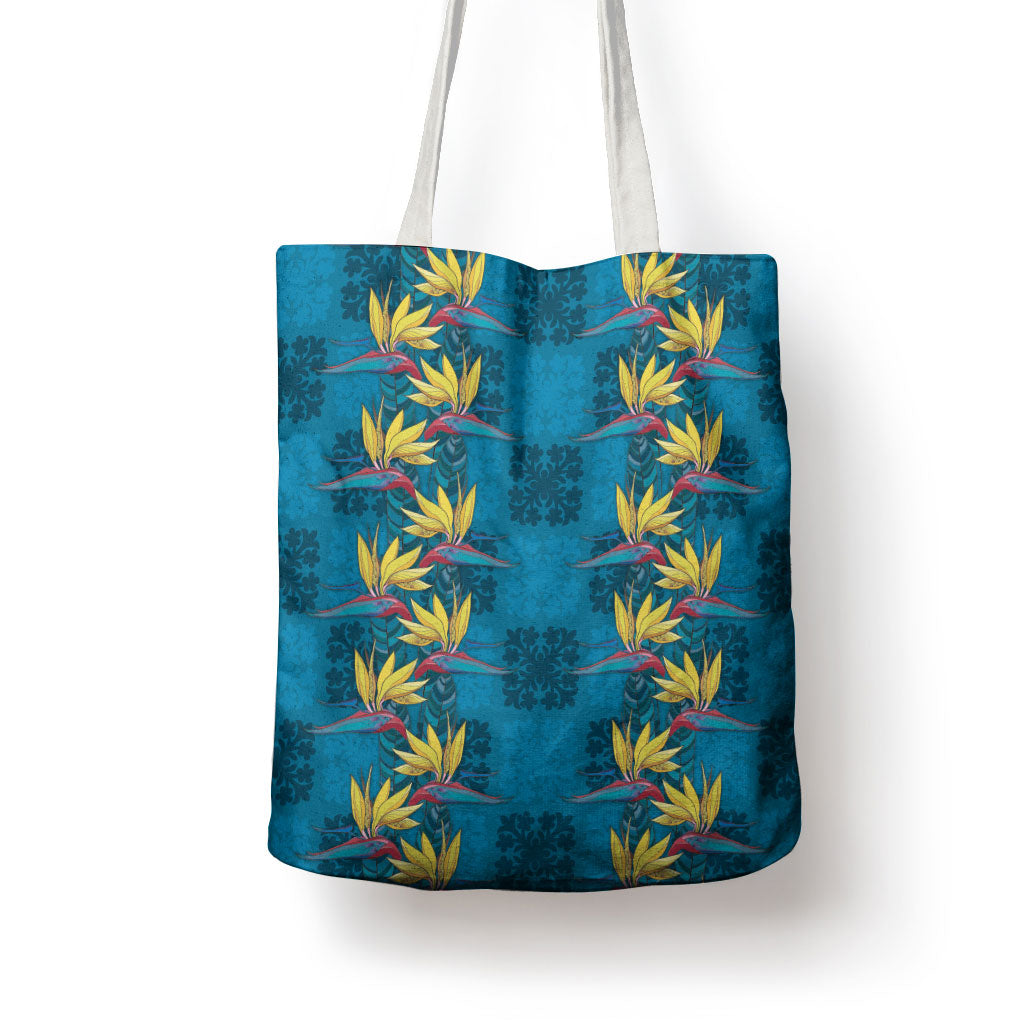 Hawaii Waikiki King Tote Bag Blue Quilt With Pua Manu LT05 - Polynesian Pride