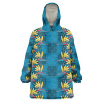Hawaii Waikiki King Wearable Blanket Hoodie Blue Quilt With Pua Manu LT05 One Size Blue - Polynesian Pride