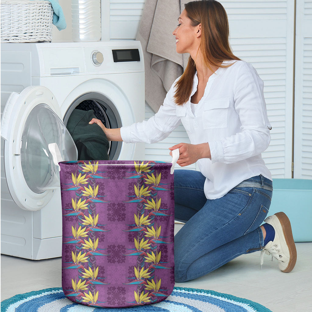 Hawaii Waikiki King Laundry Basket Purple Quilt With Pua Manu LT05 - Polynesian Pride