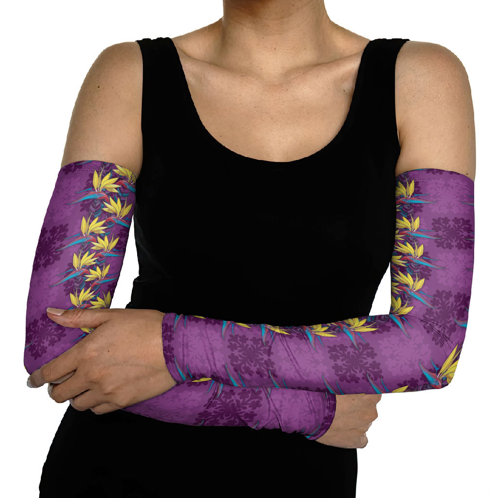 Hawaii Waikiki King Arm Sleeves Purple Quilt With Pua Manu LT05 - Polynesian Pride