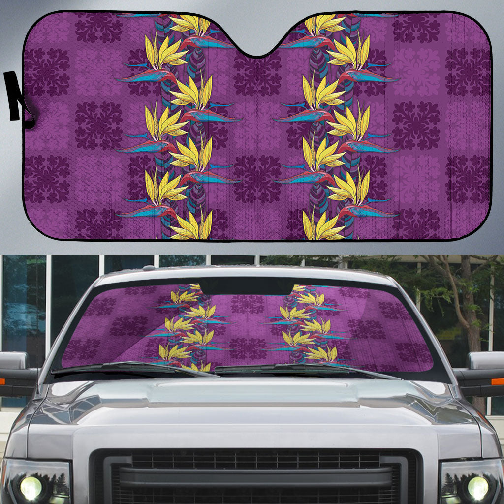 Hawaii Waikiki King Auto Sun Shade Purple Quilt With Pua Manu LT05 Purple - Polynesian Pride